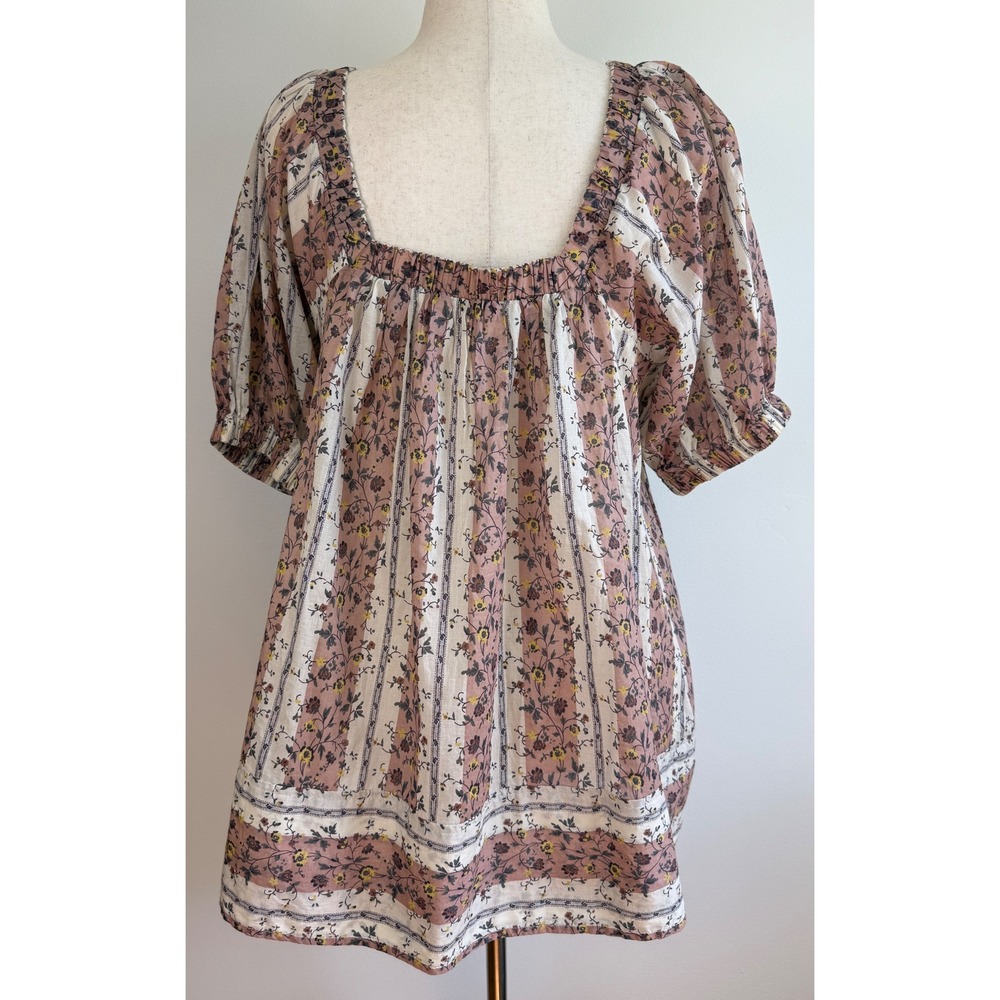 Free People Vintage Lover Babydoll Tunic Top Womens Medium Puff Sleeve NWT - Picture 13 of 13